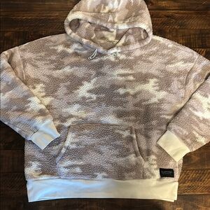 Calvin Klein Cream and Brown Sherpa Hoodie